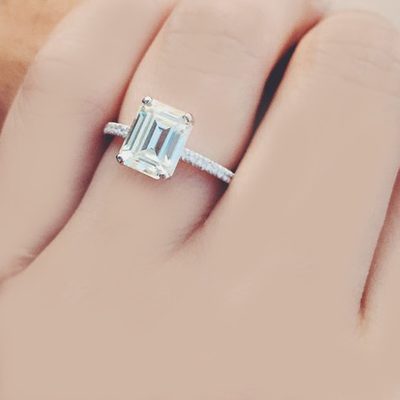 GIA Certified 3.00 Carat Emerald Cut Diamond Engagement Ring 18k White Gold