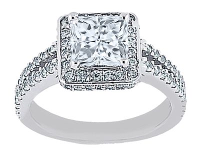 GIA Certified Diamond Engagement Ring 3.00 Carat Princess Cut 18k White Gold