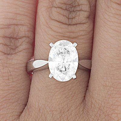 GIA Certified 2.00 Ct Oval Cut Diamond Solitaire Ring - 14K White Gold