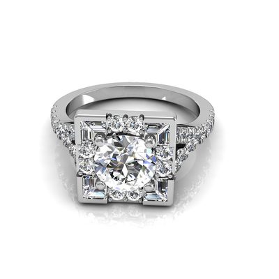 GIA Certified 3.00 Carat Round Shape Diamond Engagement Ring 18k White Gold