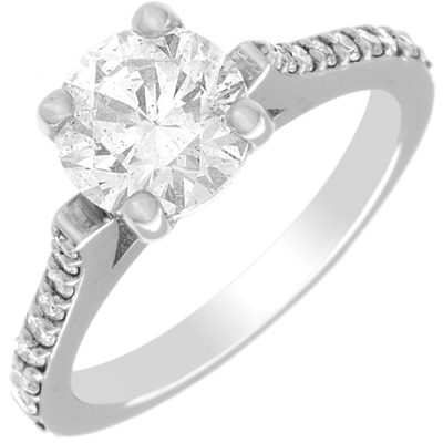 Classic Design 2.80 CTW Round Diamond GIA SI1 Engagement Ring 18k White Gold