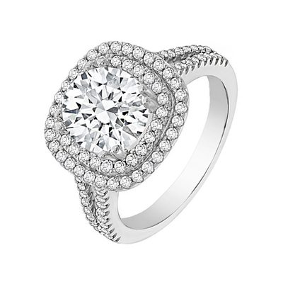 Flawless GIA Certified Double Halo Round Brilliant cut Real Diamond Engagemen...