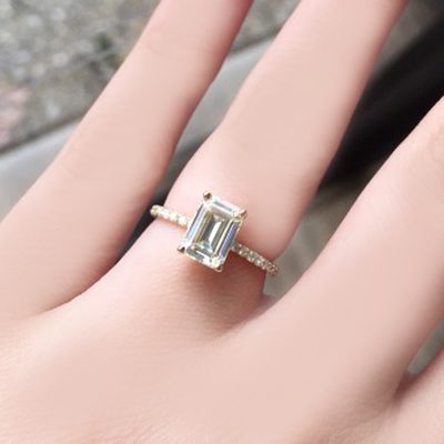 GIA Certified Diamond Emerald & Round Cut Engagement Ring 18k Gold 2.50 Carat