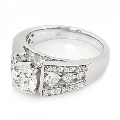 GIA Certified Diamond Round Cut Engagement Ring 2.90 CT 18k Gold