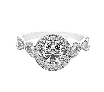 Platinum GIA Certified Round Shape 2.70 Ctw. Twist band and halo Design Diamo...