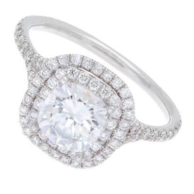 4.00 Carat Cushion Cut Diamond Engagement Ring GIA Certified 18k White Gold