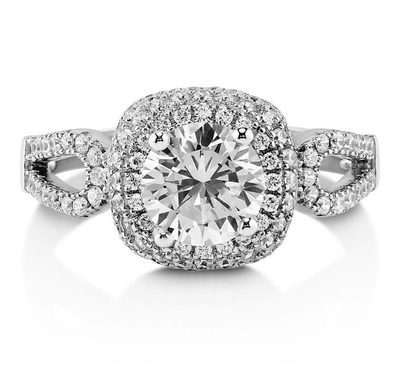 Round Shape GIA Certified 2.75 Carat Diamond Engagement Ring 18k White Gold