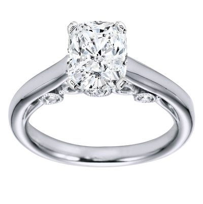 GIA Certified 2.50 Carat Diamond Engagement Ring Cushion Cut 18k White Gold
