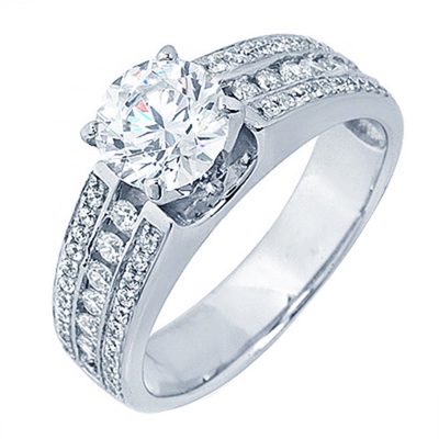 GIA Certified 3.00 Carat Diamond Round Cut Engagement Ring 18k White Gold