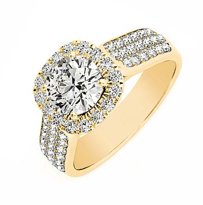 Internally Flawless GIA Certified 18k Yellow Gold  Diamond Engagement Halo St...