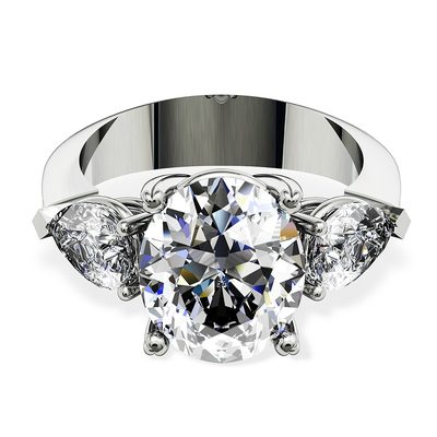 GIA Certified Diamond 3-Stone Engagement Ring Oval & Pear 2.70 CTW Platinum
