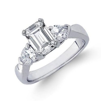 GIA Certified 3.00 CT Emerald & Pear Shape Platinum Diamond Engagement Ring