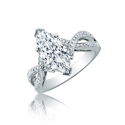 GIA Certified 3.00 Carat Marquise Cut Diamond Engagement Ring 18k White Gold
