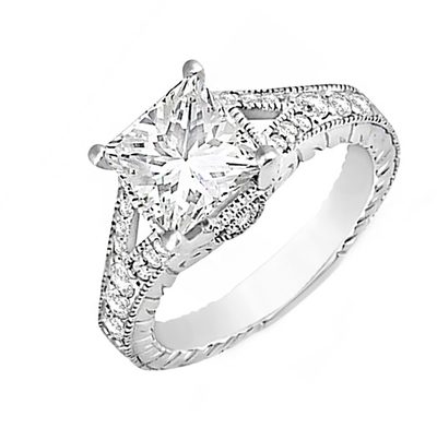 Princess cut GIA Certified Real and Natural Diamond Engagement Ring 2.90 ct. ...