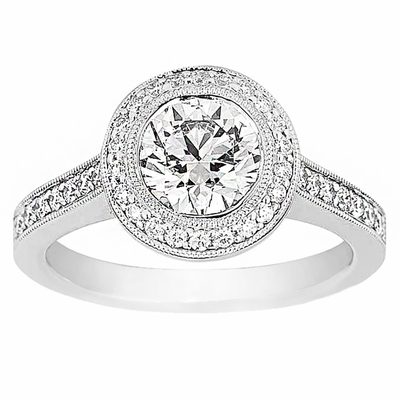 2.80 carat Round Brilliant Cut GIA Certified Diamond Engagement Vintage Style...