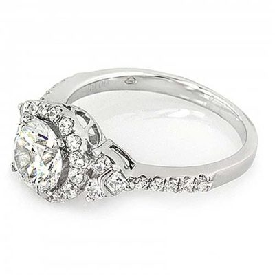 Round and Princess Cut Diamond 3.00 Carat 18k Engagement Ring GIA Certified