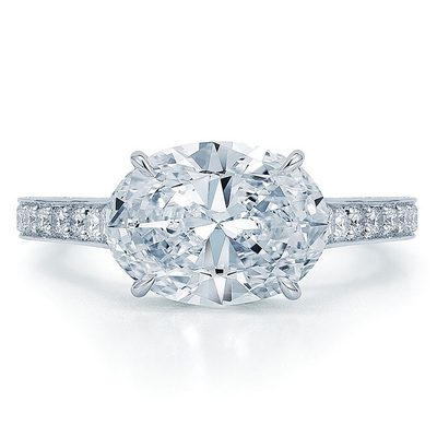 4.50 CT Oval and Round Cut Diamond Engagement Ring GIA Certified 18k White Gold