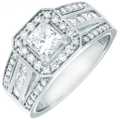 GIA Certified Diamond Engagement Halo Ring 3.00 CTW Princess Cut 18k White Gold