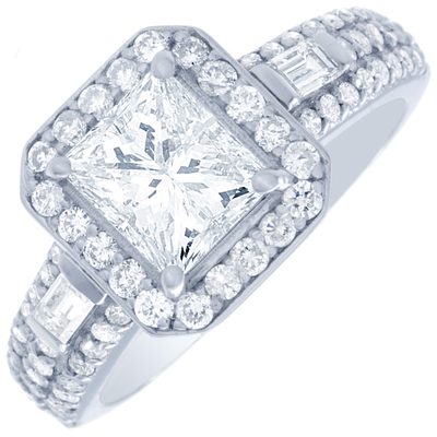 Diamond Engagement Ring Radiant Cut GIA Certified 3.25 Carat 18k Gold