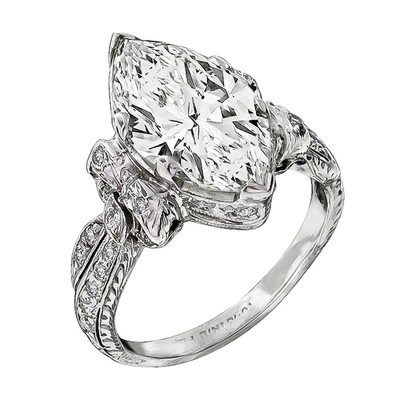 GIA Certified Antique Style 3.00 Carat Marquise Cut Diamond 18k Engagement Ring