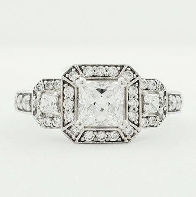 3.50 CT Cushion, Round & Princess Cut Diamond Engagement Ring GIA Certified