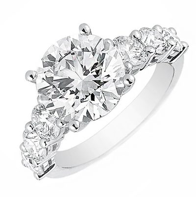 2.90 carat Round Shape GIA Certified Diamond Engagement Ring 18K White Gold P...