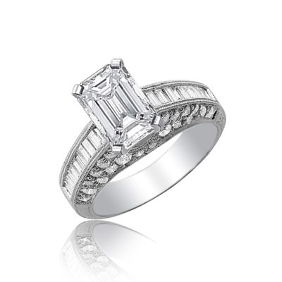 Diamond Engagement Ring 4.00 CT GIA Certified Emerald Cut 18k White Gold