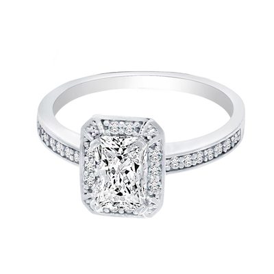 Platinum Radiant & Trapezoid Cut Three Stone Diamond Engagement Ring GIA Cert...