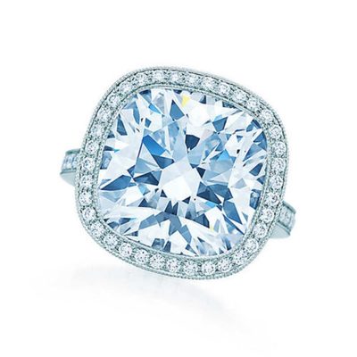 Platinum 4.50 Carat Cushion & Round Cut Diamond Engagement Ring GIA Certified