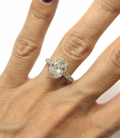 GIA Certified 3.50 Carat Oval Shape Diamond Engagement Ring 18k White Gold