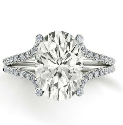 GIA Certified Diamond Engagement Pave Style Ring 2.70 CT Oval Shape 18k Gold