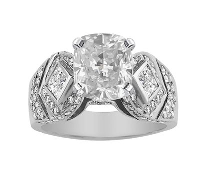 GIA Certified Diamond Engagement Ring 18k White Gold 5.15 carat Cushion Cut
