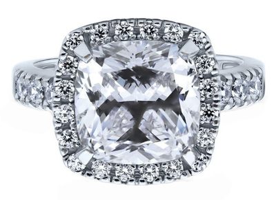 4.00 Carat Cushion Cut Diamond Engagement Ring 18k White Gold GIA Certified