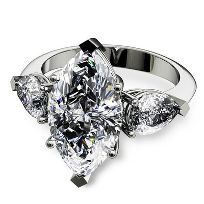 3 Stone Diamond Engagement Ring Marquise Cut GIA Certified 4.00 CT Platinum