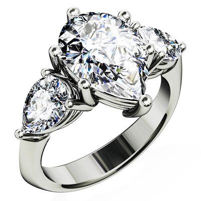 3 Stone Diamond Engagement Ring Pear Shape GIA Certified 4.00 Carat Platinum