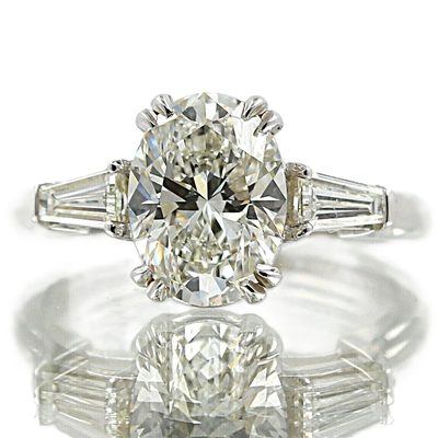 Platinum Three-Stone GIA Certified Natural Diamond Ring - C/ST 2.50 CT J - VVS2