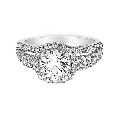 3 carat Round Brilliant Cut GIA Certified Diamond Engagement Halo Design Ring...