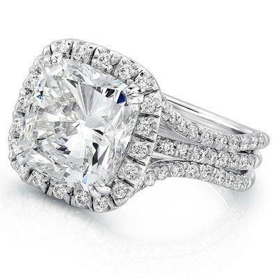 GIA Certified Diamond Engagement Ring 3 carat Cushion Shape VVS2 18K White Gold