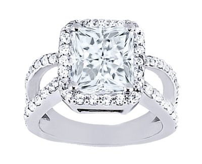 GIA Certified Diamond Engagement Ring  3.78 CTW Princess & Round Cut Platinum