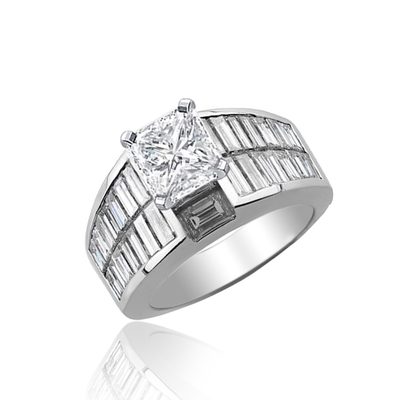 Unique Design GIA Certified Diamond Bridal Set 3.45 Carat Radiant Cut 18k Gold