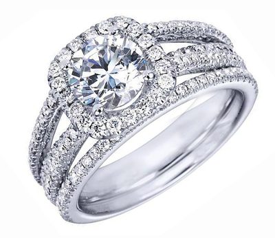 GIA Certified 3.00 Carat Round Shape Diamond Bridal Set Ring 18k White Gold