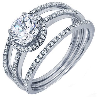 Diamond Bridal Ring Set Round Cut Halo 2.50 Carat Diamond IGI Certified 18k Gold