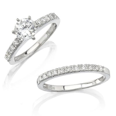 2 Carat Prong Setting Round Cut Bridal Set Ring GIA Certified in 18k White Gold