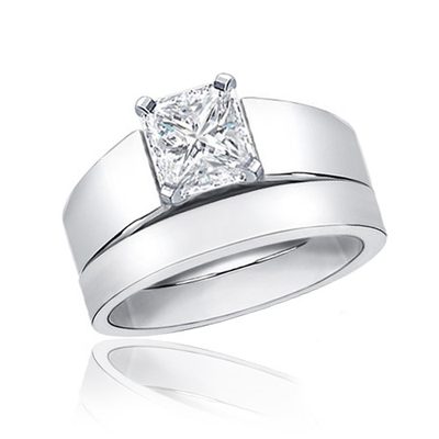 GIA Certified 1.00 CT Solitaire Radiant Cut Diamond Bridal Set Ring 18k Gold