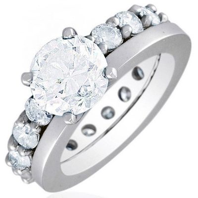 3.90 CT Round Brilliant Cut Diamond Bridal Set Ring GIA Certified 18k White Gold