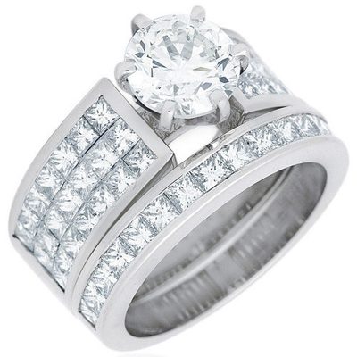 Bridal Ring Set 6-Prong 5.25 CTW Round Shape Diamond GIA Certified 18k Gold