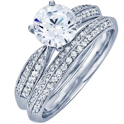 Bridal Ring Set 3.25 Carat Diamond Platinum GIA Certified Round Brilliant Cut