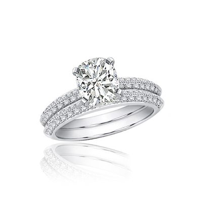 18k Gold Classic Design 3.50 CT Cushion Cut Diamond Bridal Set Ring GIA Certi...