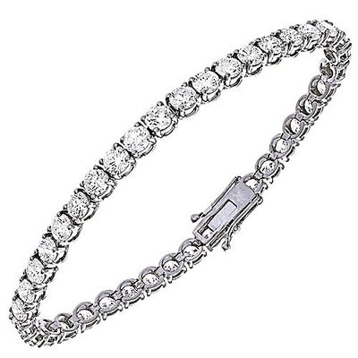 Natural 5.00 Carat Round Brilliant Cut Diamond Tennis Bracelet - 14K White Gold