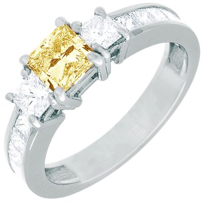 Brilliant Design 3.00 CTW Princess cut Diamond Fancy Yellow 18K GIA certified
